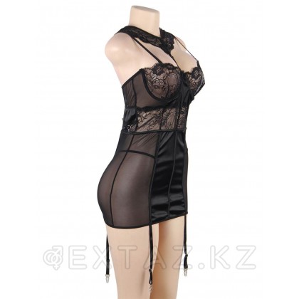 Черный роскошный бэби-долл с подвязками (размер XS-S) от sex shop Extaz фото 2