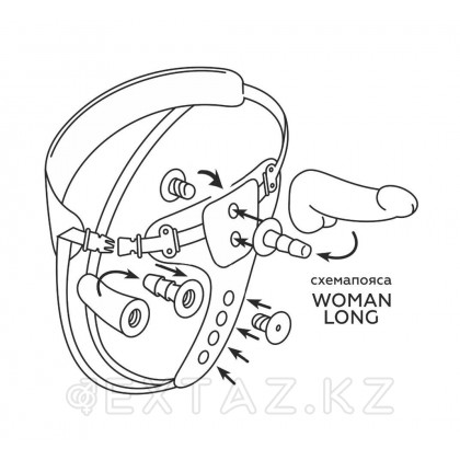 Пояс WOMAN LONG c 3 насадками от sex shop Extaz фото 2