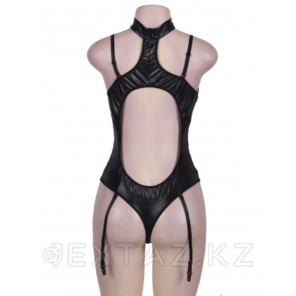 Боди виниловый Ohyeah Black Vinyl с пажиками для чулок, XS-S от sex shop Extaz фото 7