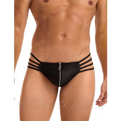 Кожаные мужские стринги Ohyeah Zipper Black, на молнии со стрепами, XL от sex shop Extaz фото 6