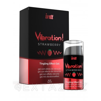 INTT Strawberry - Жидкий интимный гель с эффектом вибрации, 15 мл от sex shop Extaz