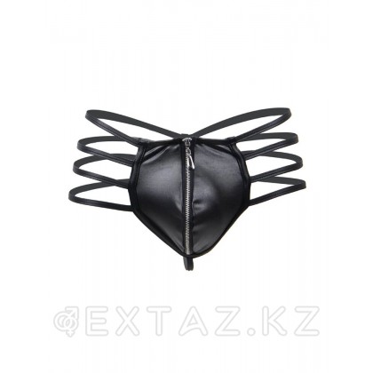 Кожаные мужские стринги Ohyeah Zipper Black, на молнии со стрепами, XL от sex shop Extaz фото 8